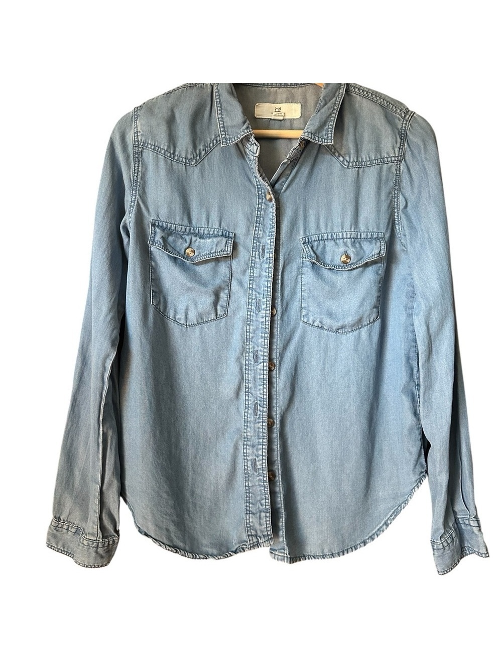Thread & Supply Soft Blue Denim Button Down Shirt Blue Button Down Shirts Size X